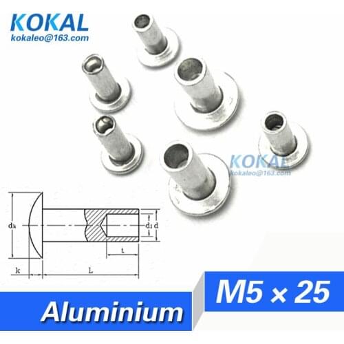 [YKAL-M5*20] 50PCS * M5 Series oval head half hollow rivet DIY furniture hardware aluminum steel rivet with 25mm length