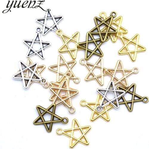 YuenZ 25pcs Antique Silver Plated star Charms Pendant:DIY for bracelet necklace 16*13mm L335
