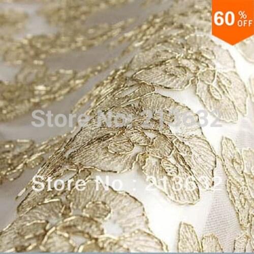 African fabric lace Golden french lace fabric indian dress embroidery table cloth pom pom trim fabric gold cord garment koronka