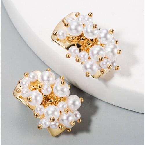 Lady Elegant Pearl Beads Ear Stud Earrings For Women Wedding Jewerly Christmas Fashion Friend Party Jewelry Accessories