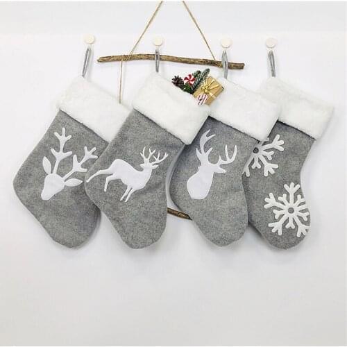 1Pc Christmas Stockings Holder Tree Ornaments Deer Sacks Xmas Gift Bags Presents Children Decorations Wall Art Socks Stuffers