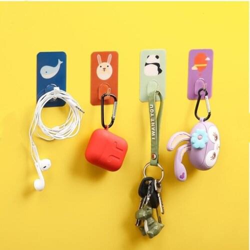 1Pcs Self Adhesive Key Door Wall Hangers Cute Animal Towel Hook Plastic Door Hanger Hat Racks Hanger Wall Organizer Home Decor