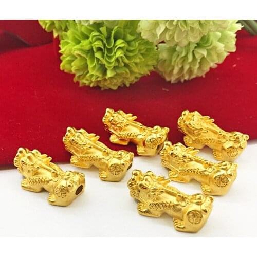 1pc Vietnam Shakin Never Fade Golden 28mm Pixiu Spacer Beads Charms Women Jewelry Making DIY Lucky Bracelet Necklace Accessories