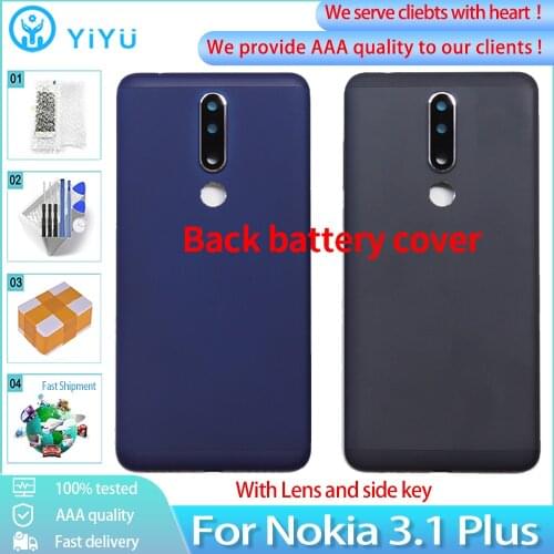 100% Original Metal Rear Battery Cover For Nokia 3.1 Plus Back battery Cover Single / Dual SIM Card Back Housing Case Free Tools