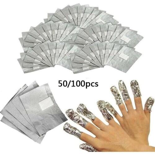 100pcs/50pcs Aluminium Foil Nail Art Soak Off Acrylic Gel Polish Nail Polish Removal Nail Gel Cleaner Wipes Remover Makeup Tool