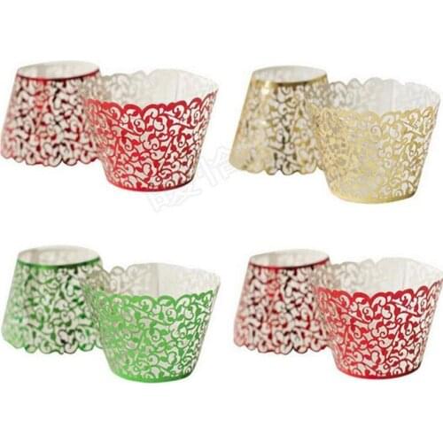 100PCS/LOT Glossy Paper Made Gilsten Lace Butterfly Cupcake Wrapper Wedding Party Cake Decoration