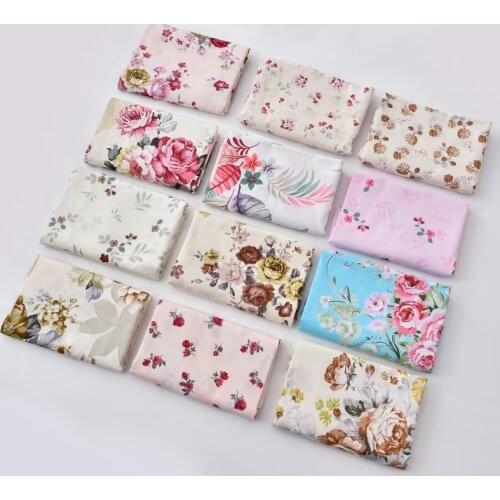 160x 50cm Twill Cotton Sewing Fabric Large Flower Peony, Making Bedding Dress Cloth