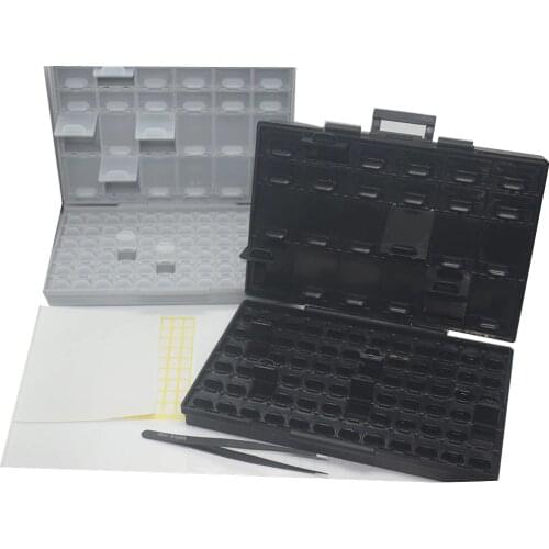 2pcs AideTek BOXALL96+96AS Empty boxes enclosure SMD SMT parts compartments Lids Beads Craft Organizer