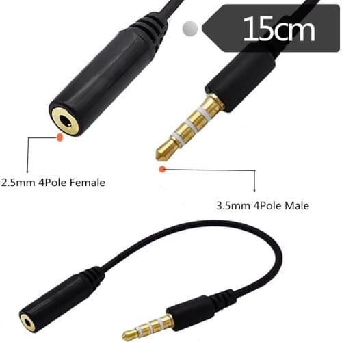 2.5mm 4Pole Female to 3.5mm 4Pole Male Stereo Audio Jack Adapter for Headphone cable 0.15m