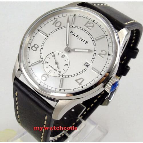 42mm PARNIS white dial date window automatic STYLISH MENS UHR OROLOGIO watch 227