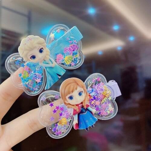 5PCS Kids Makeup Toy Disney Princess Frozen Elsa Sofia Issuing card bangs clip Beauty Fashion Toys Girl Jewellery