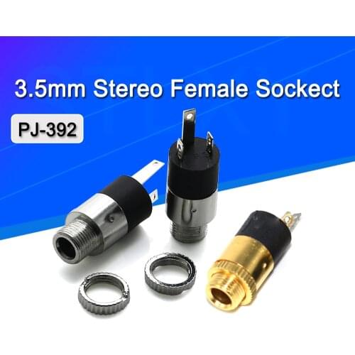 5PCS/LOT PJ392 3.5mm Stereo Female Sockect Jack with Screw 3.5 Audio Headphone Connector PJ-392