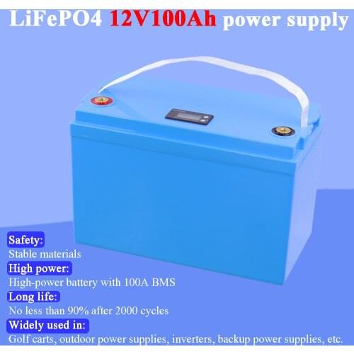 12V 100Ah 120Ah LiFePO4 Battery 12.8V Lithium Power Batteries 3000 Cycles For RV Campers Golf Cart Off-Road Off-grid Solar Wind