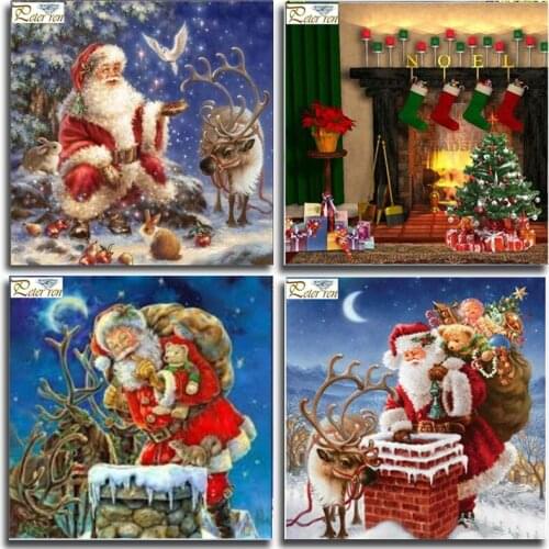 Peter ren Diamond Painting Cross stitch kit DIY 5d Round drill Mosaic Crystal Rhinestone full Diamond Embroidery Christmas deer