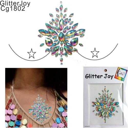 CG1806 1Pc Good Quality Resin Breast Bling Gem Cluster Self Adhesive Stick On Jewels Body Paint Decor at Party,Clubing