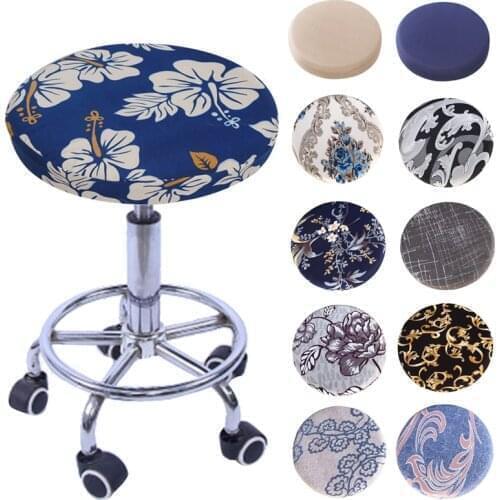 Round Chair Cover Bar Stool Cover Elastic Seat Cover Home Chair Slipcover Round Chair Bar Stool Floral Printed