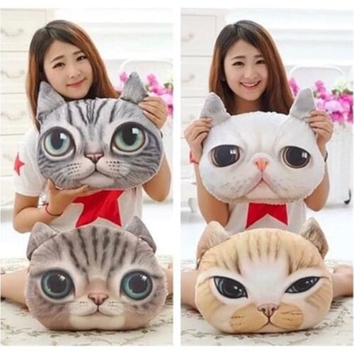 35cm*36cm 3D Cute Cartoon Animal Dog Cat Printed Car Creative Pillow Interior Home Decor Car-styling Seat Back Cushions