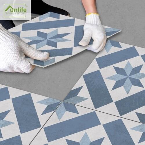 Funlife® Blue Geometry Home Decor Ground Stickers Anti-Slip Bathroom Floor Stickers Kitchen Waterproof Self-Adhesive Stickers