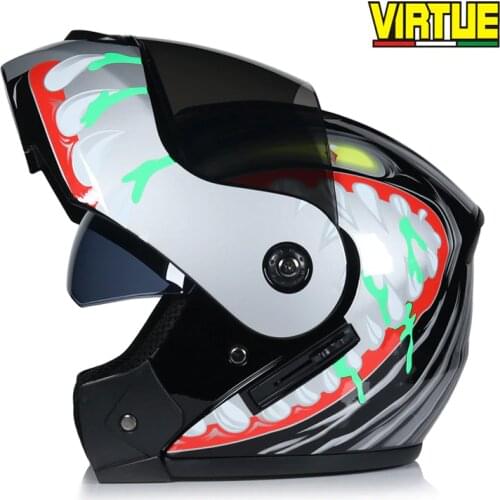Racing Motorcycle Helmets DOT Modular Dual Lens Motocross Helmet Safe Full Face Moto Helm Flip Up Cascos Para