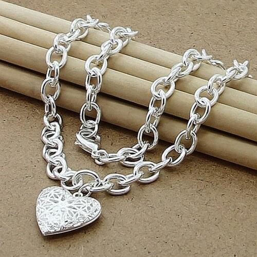 Hot Selling Silver 925 Jewelry Necklace Fashion Photo Frame Heart Necklace Pendant Trendy Jewelry