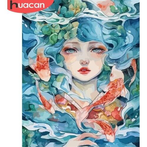 HUACAN Painting By Number Cartoon Girl Drawing On Canvas HandPainted Paint Art Gift DIY Pictures By Number Kits Home Decor