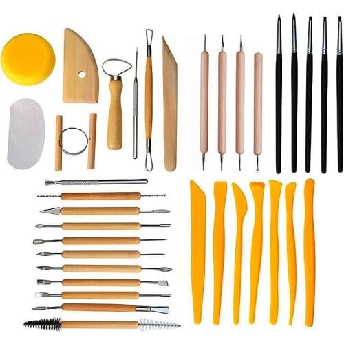 Clay tools wooden indentation pen silicone pen carving knife 35 piece set combination
