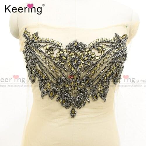 Handmade Rhinestone Beaded Applique For Wedding Dress WRA-481
