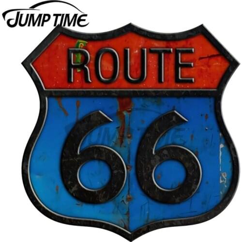 JumpTime 13 x 10.8cm For US Route 66 Vinyl Car Stickers Cartoon Decal 3D Custom Printing Laptop Suitable for VAN RV Decoration