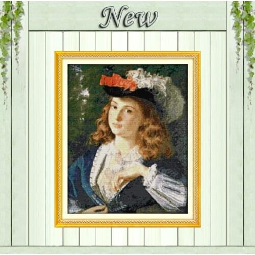 Oil painting girl beauty woman Counted Print on the canvas DMC 11CT 14CT Cross Stitch kits Needlework Sets embroidery Home Decor