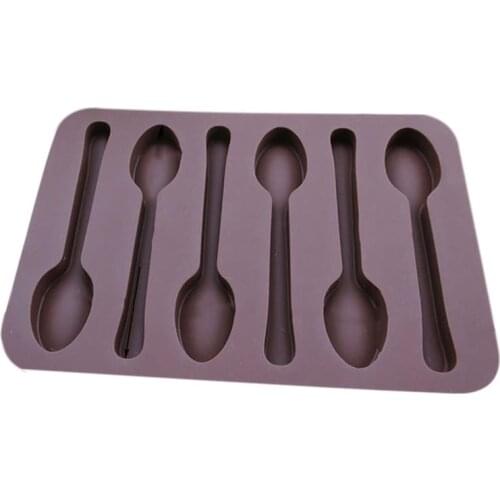 Coffee Color Silicone Chocolate Mold Tray Creative 6-Cavity Scoop Shaped Mold Non-Stick Candy Mold Cake Decoration Baking Mold
