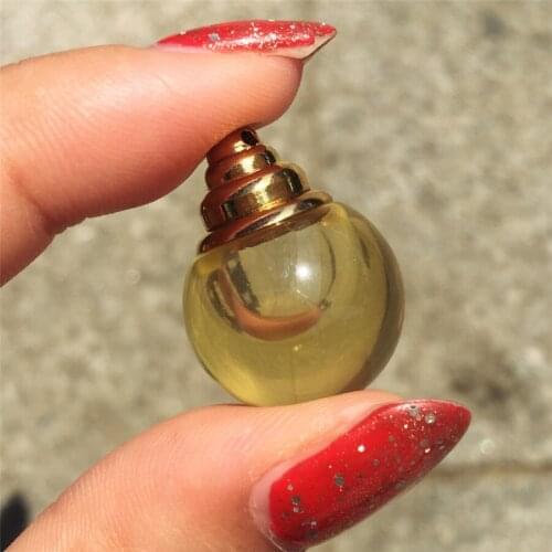 Small pure natural topaz pendant engraved wishing bottle pendant perfume bottle necklace lanugo bottle auspicious gift