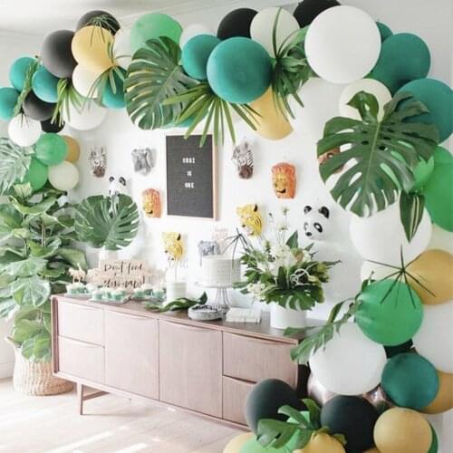 LQZZY 156pcs Green Balloon Garland Latex Balloon Arch Safari Jungle Party Wild One Birthday Party Decoration Kids Baby Shower