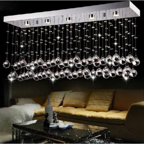 Restaurant chandelier modern simple crystal lamp LED rectangular bar living room dining hall aisle lights turn off the lights