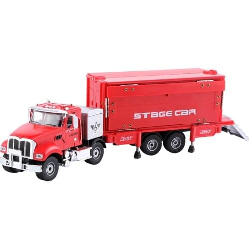 Alloy Open-Air Mobile Stage Show Car Model Simulation Container Truck Foldable Deformation KDW Truck 1:50 Multi-Functions Toys