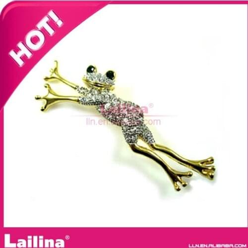 Fashion funny frog design rhinestone brooches free shipping