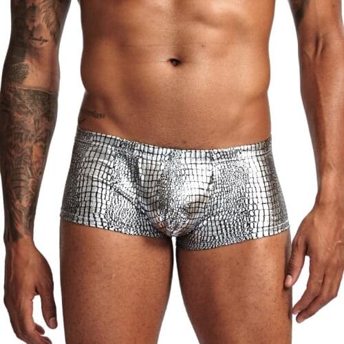 Newest Men Imitate Snake Skin Swimwear Novelty Man Bikini Swimwear Male Swim Trunks Night Club Performance Clothing