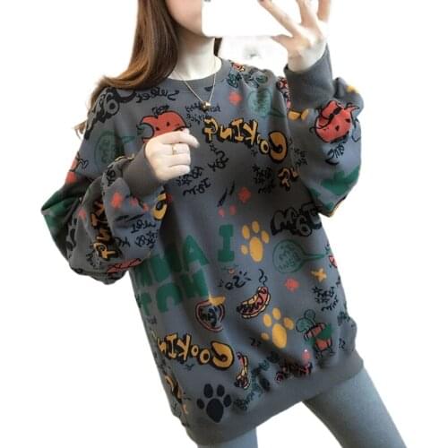 2021 Spring and Autumn New Sweater Womens Korean Style Loose Jacket Womens Plus Fat Large Size Base Shirt