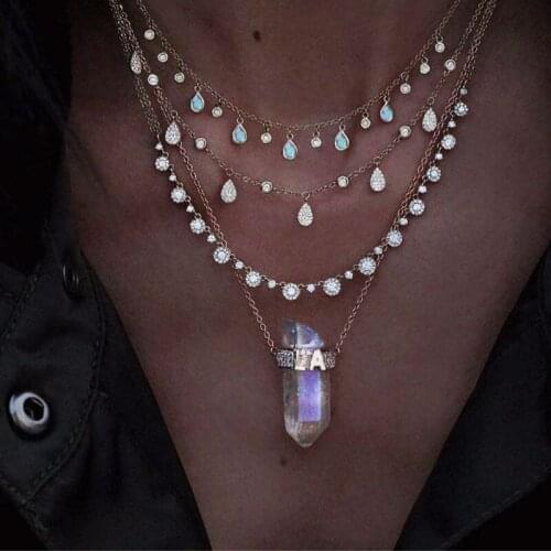 New Shiny elephant Necklace for Women Fashion Pendant Necklace Retro crystal diamond Multilayer Necklaces Jewelry Wholesale