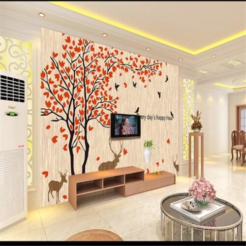 Wallpapers Youman Customize Bird Vintage 3D Tree Deer Environmental Protection Warm Wall Murals Large Living Room Kids Room
