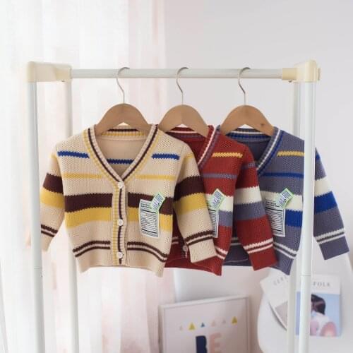 Autumn/Winter 2021 Childrens Sweater Boys Striped Fashion Kids Cardigan