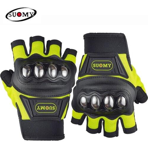 Suomy Motorcycle Half Finger Gloves Summer Racing Zinc Alloy Joint Protection Cycling Fingerless Gloves Non-slip Guantes Moto