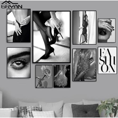 Caution Eye Sexy Lady Poster Black White Bra Canvas Art Fashion Wall Picture Party Ball Girl Painting Prints Bedroom Decor
