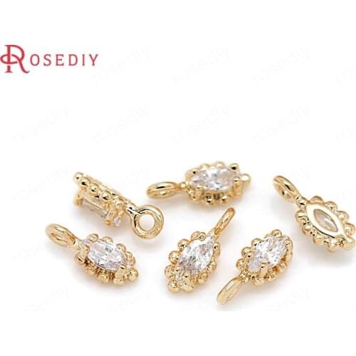 4PCS 4x9.5MM 24K Champagne Gold Color Plated Brass with Zircon Horse eye Charms Pendants High Quality Diy Jewelry Accessories