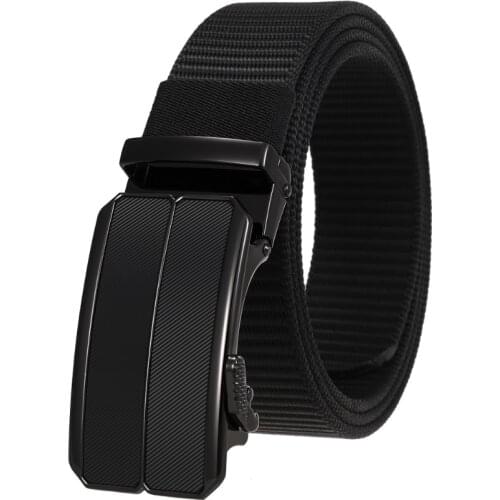 High Quality Fashion Male Black Nylon Belt Outdoor Metal Automatic Buckle Canvas Belts Casual Pants Cool Wild Luxury Waist Belts