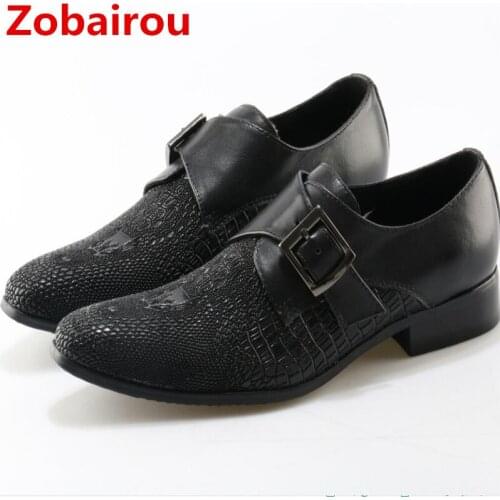 Zobairou luxury black spiked loafers slipon rhinestone flats men leather shoes italian fashion oxford shoes for men prom shoes