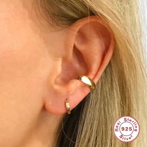 Pendientes Plata 925 All-Match Fashion Wide 925 Sterling Silver Earrings For Women Clip Earring 2021 Trend Vintage Brincos