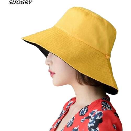 Double Sided Women Cotton Solid Flower Bucket Hats Panama Hat Bob Caps Outdoor Sports Summer Ladies Beach Sun Fisherman Hats