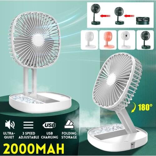 Mini Folding Telescopic Fan USB Rechargeable Floor Fan for Student Dormitory Home Outdoor Camping Office Small Desktop Fan