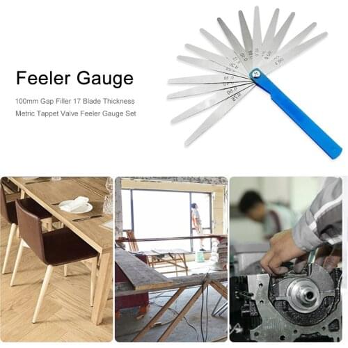 100mm 17 Blade Thickness Metric Tappet Valve Feeler Gauge Set Gap Filler Measurement Layout Tool Measuring Range 0.02 to 1.00
