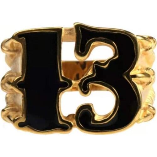 Creative Fashion Creative Gold Plating Color Number "13" Domineering Mens Ring Mens Black Party Casual Ring